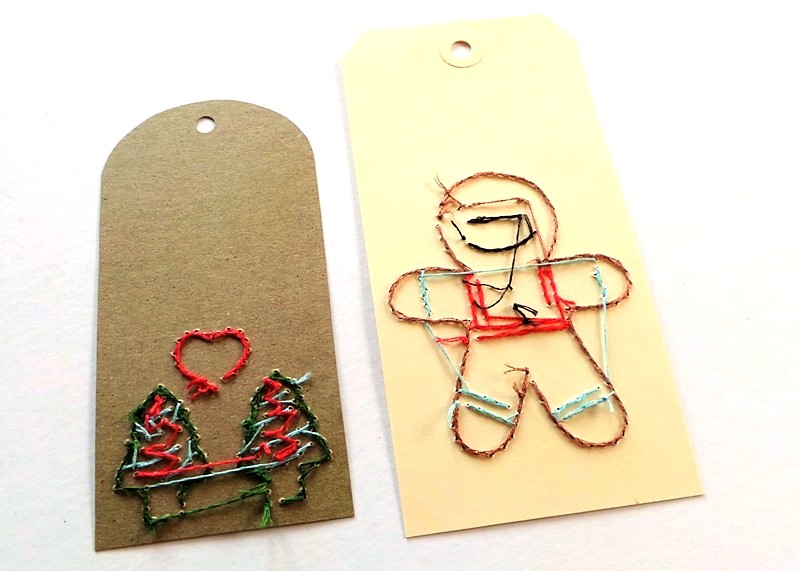Embroidered Christmas Tags at Jennifer Grace Creates