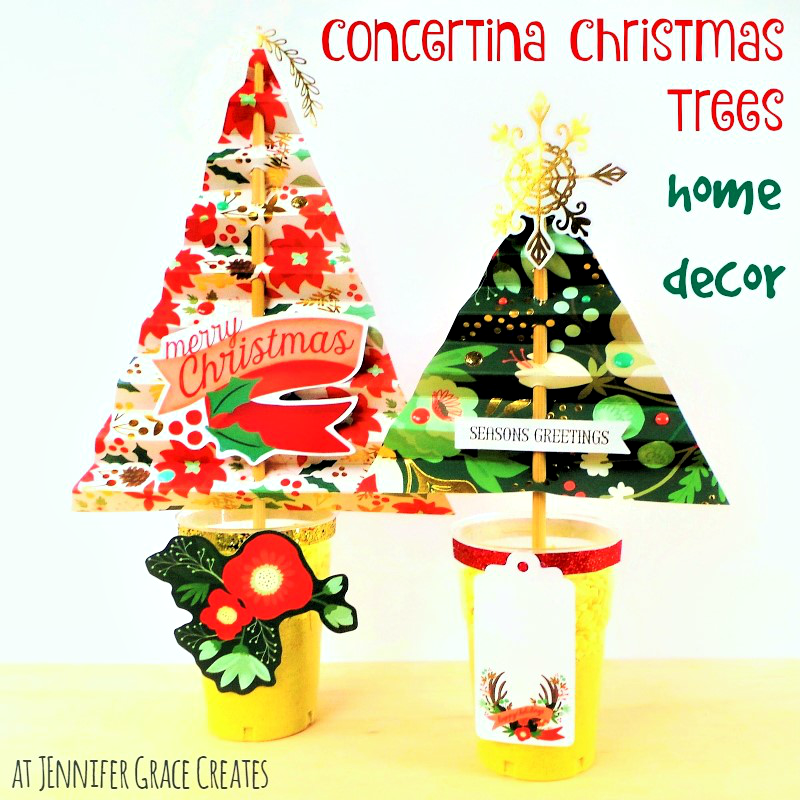 Concertina Christmas Trees Home Decor using My Mind's Eye Christmas On Market Street at Jennifer Grace Creates