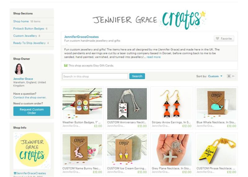 Jennifer Grace Creates Etsy Shop